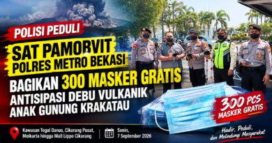 SAT PAMOBVIT POLRES METRO BEKASI BAGIKAN 300 MASKER GRATIS, PERKUAT ANTISIPASI DEBU VULKANIK SAT PAMOBVIT POLRES METRO BEKASI BAGIKAN 300 MASKER GRATIS, PERKUAT ANTISIPASI DEBU VULKANIK